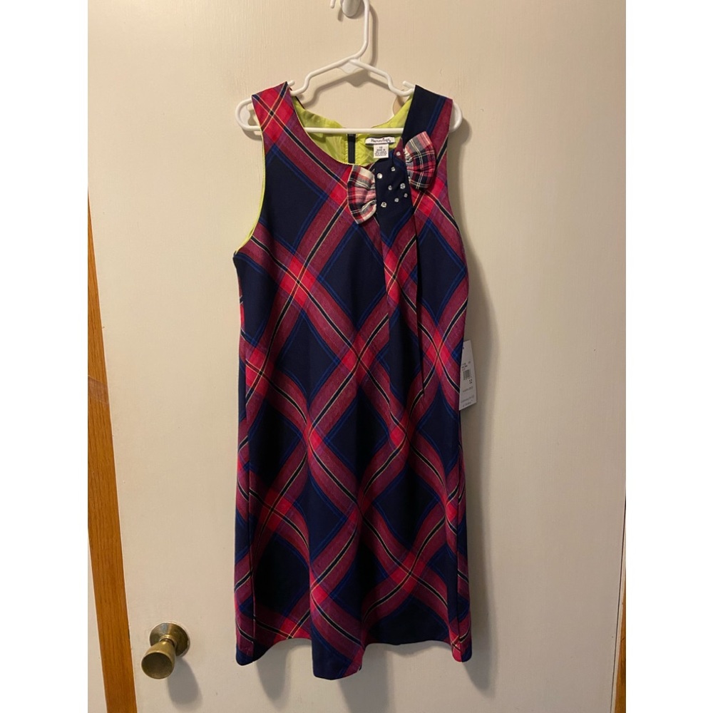 Hartstrings 12 plaid jumper dress